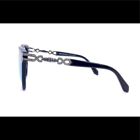 Pier Martino Italy Black Acetate Sunglasses + Swarovski Crystals 8305C1 - Picture 6 of 13